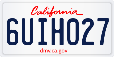 CA license plate 6UIH027