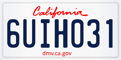 CA license plate 6UIH031