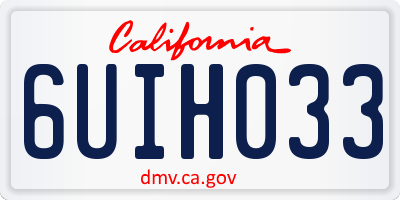 CA license plate 6UIH033