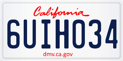 CA license plate 6UIH034