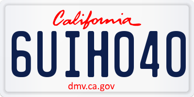 CA license plate 6UIH040