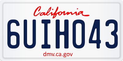 CA license plate 6UIH043