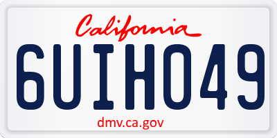 CA license plate 6UIH049