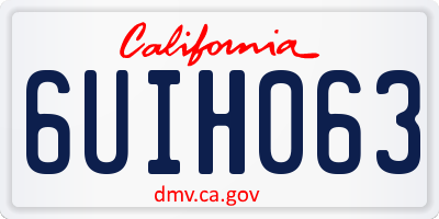 CA license plate 6UIH063