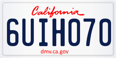 CA license plate 6UIH070