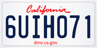CA license plate 6UIH071