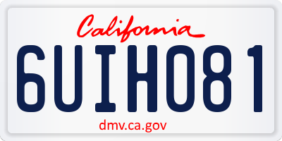 CA license plate 6UIH081
