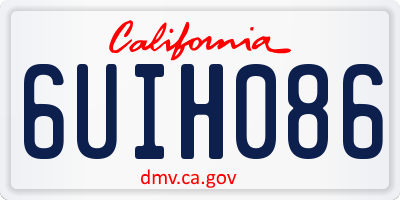 CA license plate 6UIH086