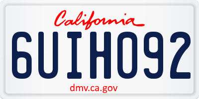 CA license plate 6UIH092