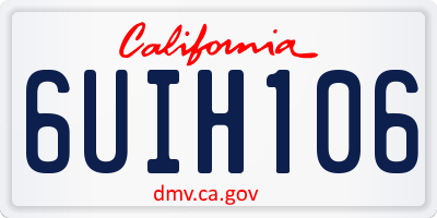 CA license plate 6UIH106