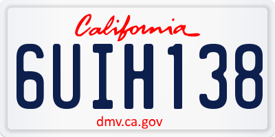 CA license plate 6UIH138