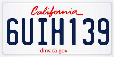 CA license plate 6UIH139