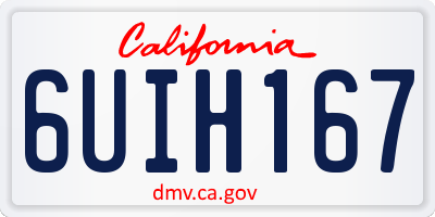 CA license plate 6UIH167