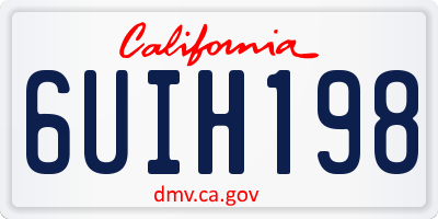 CA license plate 6UIH198