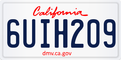 CA license plate 6UIH209