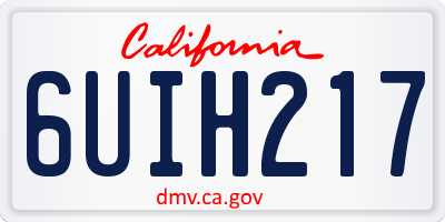 CA license plate 6UIH217