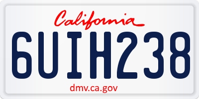CA license plate 6UIH238