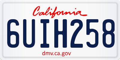 CA license plate 6UIH258