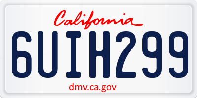 CA license plate 6UIH299