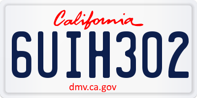 CA license plate 6UIH302