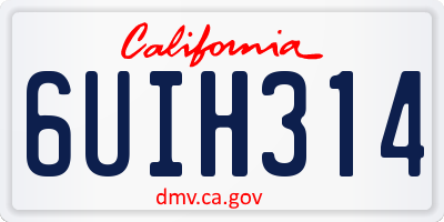CA license plate 6UIH314
