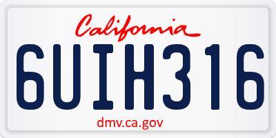 CA license plate 6UIH316
