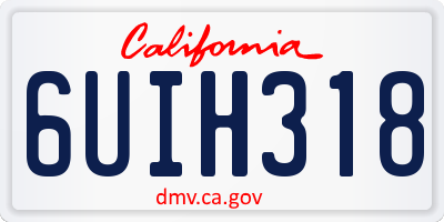 CA license plate 6UIH318