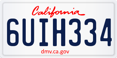 CA license plate 6UIH334
