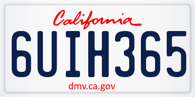 CA license plate 6UIH365