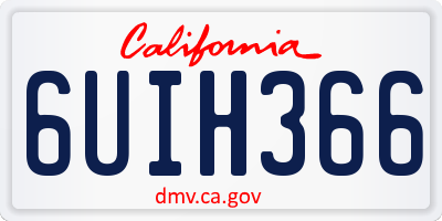 CA license plate 6UIH366