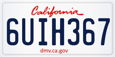 CA license plate 6UIH367