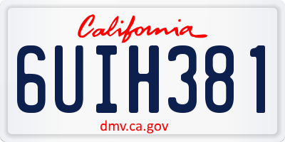 CA license plate 6UIH381