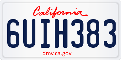 CA license plate 6UIH383