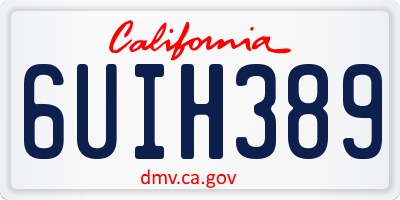 CA license plate 6UIH389
