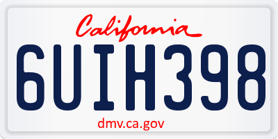 CA license plate 6UIH398