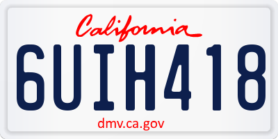 CA license plate 6UIH418