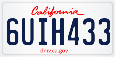 CA license plate 6UIH433