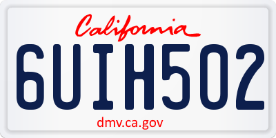 CA license plate 6UIH502