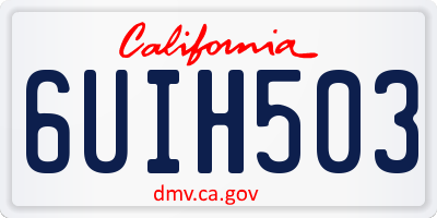 CA license plate 6UIH503