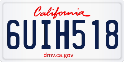 CA license plate 6UIH518