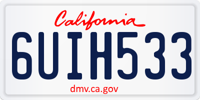 CA license plate 6UIH533