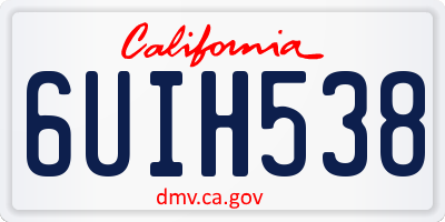 CA license plate 6UIH538