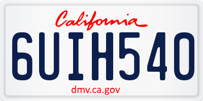 CA license plate 6UIH540
