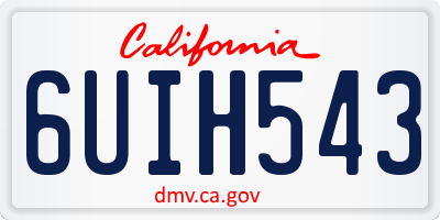 CA license plate 6UIH543
