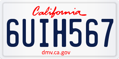 CA license plate 6UIH567
