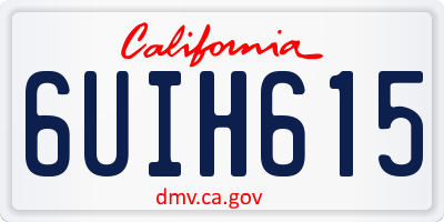 CA license plate 6UIH615