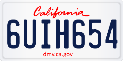 CA license plate 6UIH654