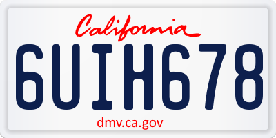 CA license plate 6UIH678