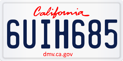 CA license plate 6UIH685