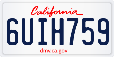 CA license plate 6UIH759